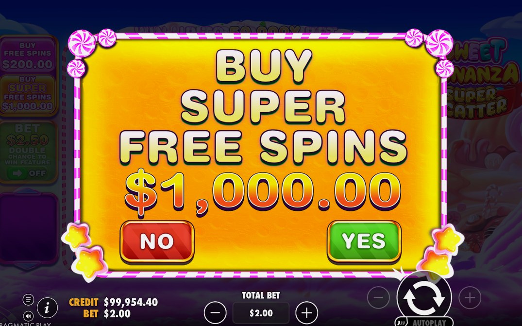 Bonus screen in the base game with SUPER SCATTER active