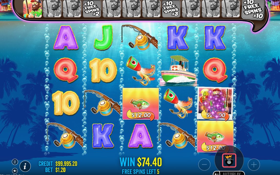 Free Spins round with the fisherman Wild on the reels